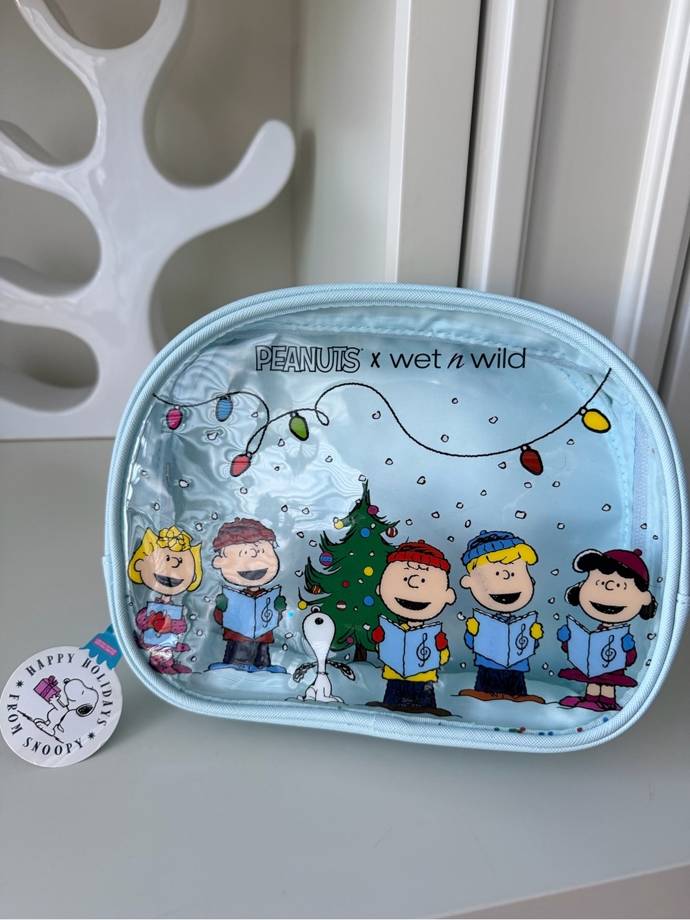 PEANUTS X WET N WILD Christmas Cosmetic Bag Charlie Brown Snoopy Lucy Makeup NEW